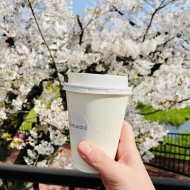 韓国カフェポルムダルのカフェラテでお花見